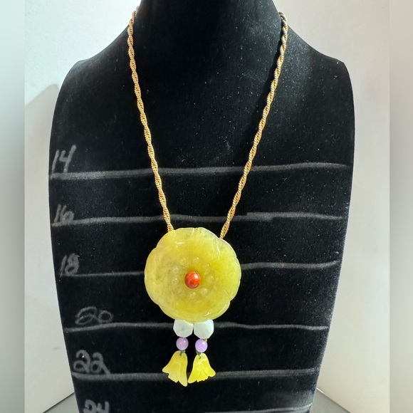 Vermeil Gold Over 925 STER Silver Chain & Carved Flower...